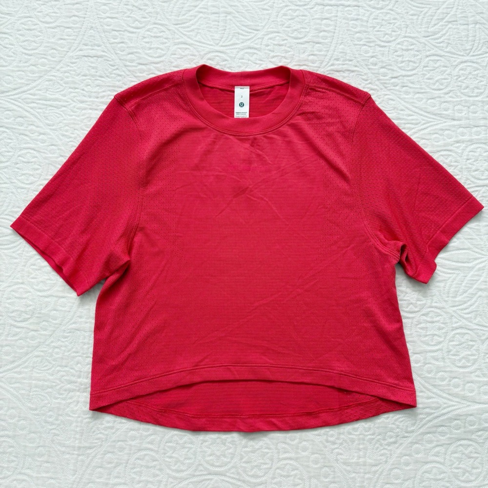 Lululemon Swiftly High-Low Cropped Short-Sleeve Shirt Sz 2